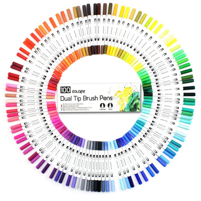 25 Dual Tip Color Brush Pen Set