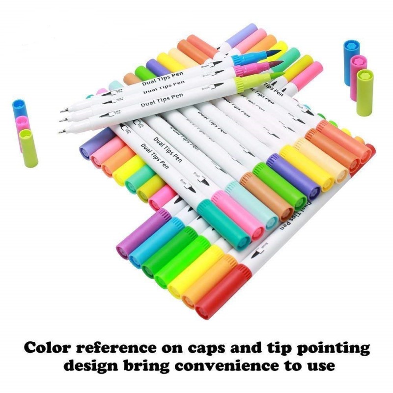 100 Colors Duo Tip Brush Markers Pens, ZSCM Colored Pens Watercolor Art  Markers Fineliner Calligraphy Pens, for Adults Coloring Books, Christmas