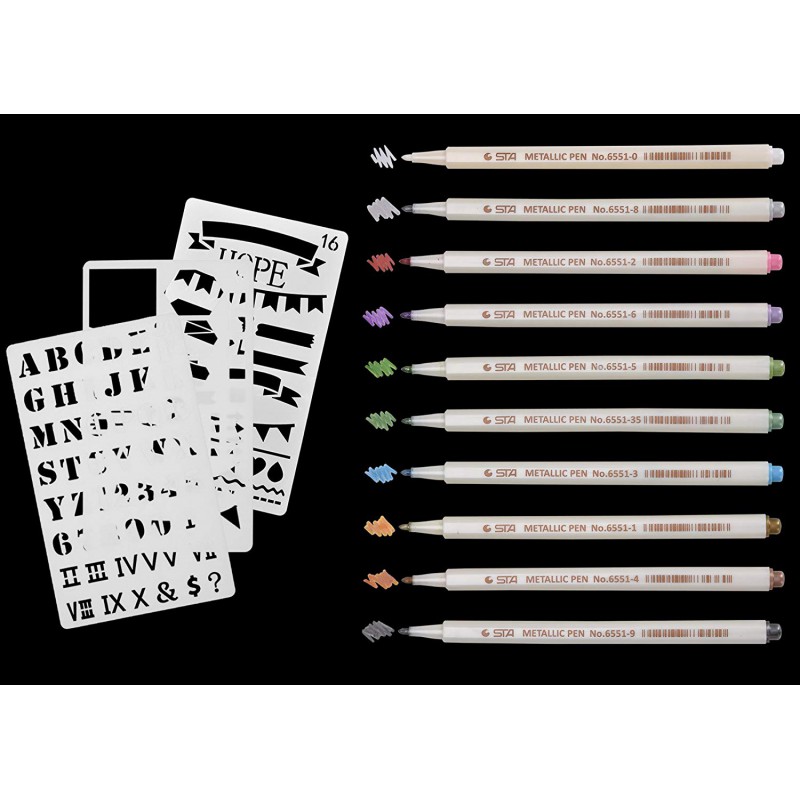 WALFRONT New 10Pcs Album Photo Premium Metallic Color Marker Pens Assorted  Colors Paint Pen for Colorful Ink DIY Scrapbook Card Making , Scrapbooking