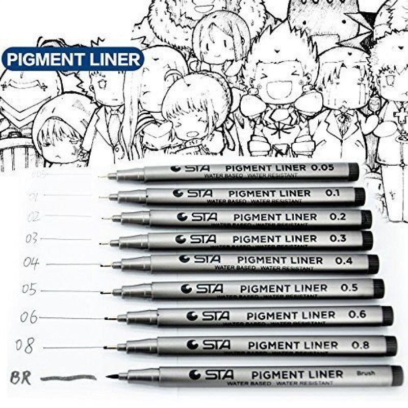 Whaline 13Pcs Black Fineliner Pens,Line Maker Pens Pigment Liner Micro Liner 10 